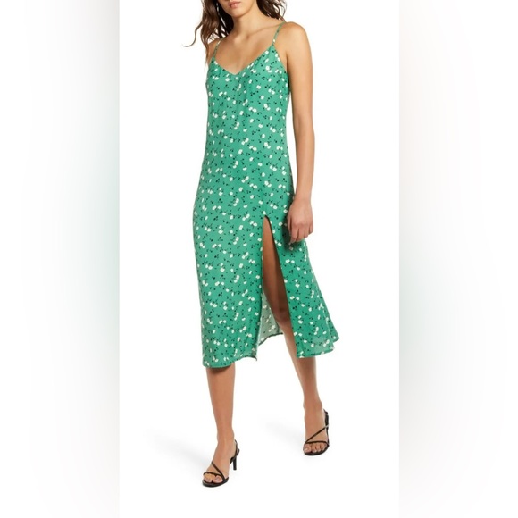 Reformation Dresses & Skirts - Reformation Pico Green Floral Crimini Slip High Slit Midi Dress
